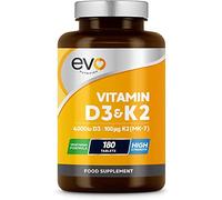 EVO Nutrition Vitamin D3 4000IU & K2 100mcg MK7, 180 Vegetarian Tablets | One a day, 6 month supply, high strength, cholecalciferol & menaquinone, made in the UK.