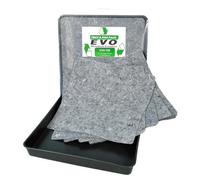 EVO Recycled Evo Eco-Friendly 10-Pack Natural Fibre Absorbent Pads With 60X60 Cm Drip Tray - Optimal For Hydraulic And Oil Spill Cleanup
