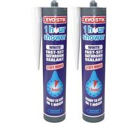 EVO-STIK 1 Hour Shower Bathroom Sealant White - 290ml - Fast Setting - Ready to Use in 1 Hour - Stops Mould (Pack of 2)