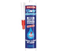 EVO-STIK 1 Hour Shower Bathroom Sealant White - 290ml - Fast Setting - Ready to Use in 1 Hour - Stops Mould