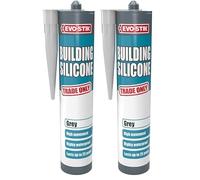 EVO-STIK Building Silicone Sealant Grey - 290ml - Waterproof - High Movement Accommodation - Interior & Exterior Use - Lasts up to 25 Years (Pack of 2)
