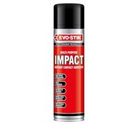 Evo-Stik Fast Drying Strong Hold Impact Adhesive Contact Glue 500ml Spray, High Strength Bond for Wood, Metal, Rubber, Leather, and Plastics - Solvent-Based
