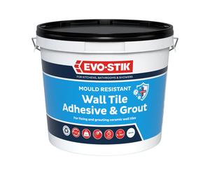 EVO-STIK Mould Resistant Wall Tile Adhesive & Grout White - 2.5L - 2-in-1 Adhesive & Grout for Bathrooms - Ready-Mixed - Waterproof - Kitchens &
