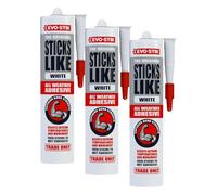 EVO-STIK Sticks Like Adhesive White - 290ml - All Weather - Extreme Temperature & Movement Resistant (Pack of 3)