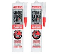 EVO-STIK Sticks Like Sh*t Adhesive, All Weather, Extreme Temperature & Movement Resistant, Colour: Clear, Size: 290ml (Pack of 2)