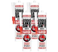 EVO-STIK Sticks Like Sh*t Adhesive, All Weather, Extreme Temperature & Movement Resistant, Colour: White, Size: 290ml (Pack of 4)