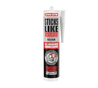 EVO-STIK Sticks Like Turbo CLEAR Adhesive, All Weather, Fast Setting, Extreme Temperature & Movement Resistant, CLEAR, 290ml