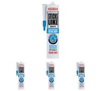 EVO-STIK Sticks Like Waterproof Sealant White - 290ml - All-Purpose -Paintable & Mould Resistant - Interior and Exterior (Pack of 4)