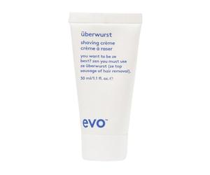 Evo Uberwurst Moisturising Vegan Shaving Cream for Men, Soothing for Sensitive/All Skin Types - Reduces After-Shave Burn - 30 mL, Travel Size