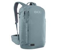 EVOC COMMUTE PRO 22 backpack (bike backpack, incl. back protector, recycled polyester, weight: 1.2 kg, dimensions: 15 x 29 x 48 cm, volume: 22 l, size: S/M), steel