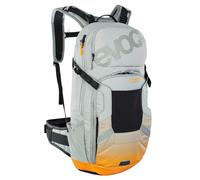 EVOC FR ENDURO E-RIDE 16 e-bike backpack, bike rucksack (padded compartment for spare battery, BELT FIXING SYSTEM, CONTROL DISPLAY POCKET, LITESHIELD BACK PROTECTOR), Stone Grey/Light Orange