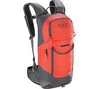 EVOC FR LITE RACE 10 protector backpack ideal for enduro races (Size: S, very light, LITESHIELD BACK back protector, LITESHIELD SYSTEM AIR, tool compartment with access), Carbon Grey/Orange