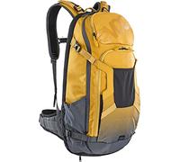 EVOC FR TRAIL E-RIDE 20L protector backpack for e-mountain bikes (separate battery compartment, ergonomic LITESHIELD BACK PROTECTOR, LITESHIELD SYSTEM AIR ventilation), Clay Yellow/Carbon Grey