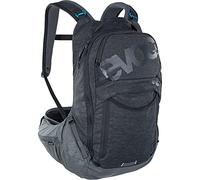 EVOC TRAIL PRO 16l protector backpack for day tours & trail riding (Size: S/M, LITESHIELD PLUS back protector, lightweight, wide hip fins, 3l hydration bladder compartment), Black/Carbon Grey