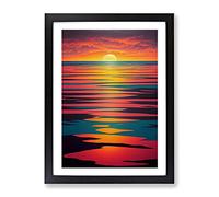 Evocative Sunset Framed Print | A3 Black Framed Wall Art | Ready to Hang | Modern Landscape Picture | Living Room Bedroom Lounge Office