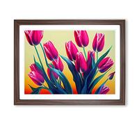 Evocative Tulip Flowers Framed Print | A4 Walnut Framed Wall Art | Ready to Hang | Modern Floral Picture | Living Room Bedroom Lounge Office