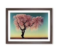 Evocative Weeping Willow Tree H1022 Framed Print for Living Room Bedroom Home Office Décor, Wall Art Picture Ready to Hang, Walnut A4 Frame (34 x 25 cm)