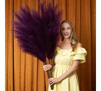 EVODIS Pampas Grass Decor Tall, 43"/110cm Faux Pampas Grass 6 Stems Large Pompass Grass Branches Tall Bulk Boho Flower Arrangement for Home Room Wedding Party Decor(Purple)