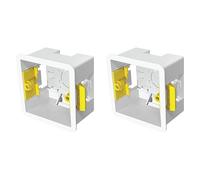 Evoges 1 Gang Dry Lining Back Box 47mm | Deep Electrical Wall Box for Plasterboard | Fast-Fit Design (Pack of 2)