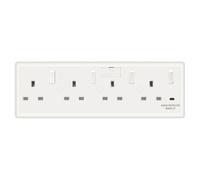 Evoges 1 to 4 Gang Switched Socket Converter with Surge Protection, Converts Single or Double 1G 2G to 4 Way Wall Socket, 13A Fused