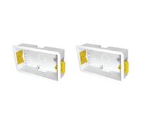 Evoges 2 Gang Dry Lining Back Box 35mm | Fast-Fit Electrical Wall Boxes for Plasterboard (Pack of 2)