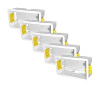 Evoges 2 Gang Dry Lining Back Box 47mm | Deep Electrical Wall Box for Plasterboard | Fast-Fit Design (Pack of 5)