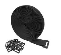 Evoges 5m x 25mm Hook and Loop Cable Straps Roll - Heavy Duty Self-Adhesive Reusable Tape with 25 Buckles - Adjustable Fastening Strips for Cable Management, DIY, Crafts, Cord Organiser (Black)