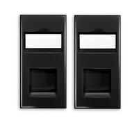 Evoges CAT6A UTP RJ45 Ethernet Module, Pack Of 2 - Black 25x50mm Data Outlet, Unshielded Euro Module, Toolless IDC Punch Down, Fits UK Faceplates - 10Gbps Network Jack