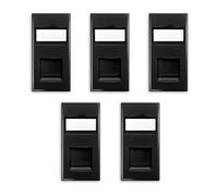 Evoges CAT6A UTP RJ45 Ethernet Module, Pack Of 5 - Black 25x50mm Data Outlet, Unshielded Euro Module, Toolless IDC Punch Down, Fits UK Faceplates - 10Gbps Network Jack