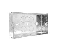 Evoges Double Metal Back Box, 35mm, 2 Gang, 1.0mm Thickness for Electrical Sockets Switches, BS4662 Standard (Pack of 2)