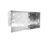 Evoges Double Metal Back Box, 47mm, 2 Gang, 1.0mm Thickness for Electrical Sockets Switches, BS4662 Standard (Pack of 2)