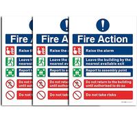 Evoges Self Adhesive Vinyl Fire Action Notice Sign 150mm x 200mm (Pack of 3)