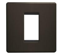 Evoges Terra 1-Gang Screwless Modular Faceplate | Slate Bronze Metal Flat Plate | 1-Module 25x50mm Euro Aperture | Premium Decorative Grid Plate