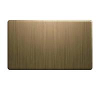 EVOGES Terra Blanking Plate - Antique Brushed Brass, 1G / 2G - Decorative Metal Wall Plates, Unused Back Box Cover, UK Wiring Accessories (2 Gang)