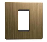 EVOGES Terra Modular Faceplates - Antique Brushed Brass, 1G / 2G / 4G - Euro Module Size 25x50mm, 50x50mm & 100x50mm - Decorative Wall Plates, UK Wiring Accessories (1 Gang)