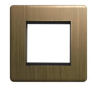 EVOGES Terra Modular Faceplates - Antique Brushed Brass, 1G / 2G / 4G - Euro Module Size 25x50mm, 50x50mm & 100x50mm - Decorative Wall Plates, UK Wiring Accessories (2 Gang)