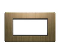 EVOGES Terra Modular Faceplates - Antique Brushed Brass, 1G / 2G / 4G - Euro Module Size 25x50mm, 50x50mm & 100x50mm - Decorative Wall Plates, UK Wiring Accessories (4 Gang)
