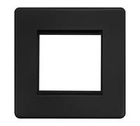 EVOGES Terra Modular Faceplates - Matt Black, 1G / 2G / 4G - Euro Module Size 25x50mm, 50x50mm & 100x50mm - Decorative Wall Plates, UK Wiring Accessories (2 Gang)