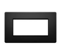 EVOGES Terra Modular Faceplates - Matt Black, 1G / 2G / 4G - Euro Module Size 25x50mm, 50x50mm & 100x50mm - Decorative Wall Plates, UK Wiring Accessories (4 Gang)