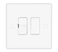 EVOGES Vector 13A Switched Fused Connection Unit - White Gloss Single Plate FCU with Replaceable Fuse, Fixed Appliance Spur, Includes Fixing Screws & Screw Caps, UK Standard Wall Mount