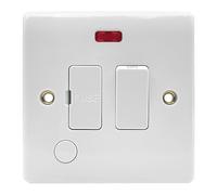 EVOGES Vector 13A Switched Fused Connection Unit with Neon & Front Flex Outlet, White, UK Switched Spur with 13A Fuse, Screw Caps Included