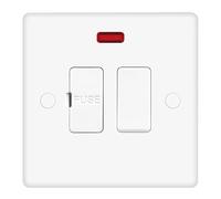EVOGES Vector 13A Switched Fused Connection Unit with Neon Indicator, White, UK FCU Spur Switch, Screw Caps Included