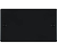 Evoges Vector 2 Gang Blanking Plate, Double Socket Blank Cover, Gloss Black | Neatly cover unused double sockets or switches - complete fixing screw and cap kit for a flush finish