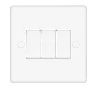 EVOGES Vector 3 Gang 2 Way 10AX Light Switch - White, SP Rocker, Gloss Finish (3 Gang)