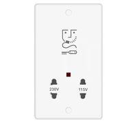 EVOGES Vector Dual Voltage Shaver Socket 115V/230V, White, Bathroom Shaver Outlet with Isolation Transformer, Screw Caps Included