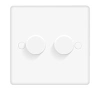 EVOGES Vector Push Dimmer Switch - White Gloss, LED Compatible, 250VA, 1 Gang or 2 Gang Options (2 Gang)