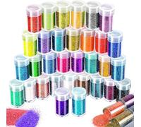 EVOKK 32 Colors Fine & Extra Fine Glitter Set - Craft Glitter for Christmas, Epoxy Resin, Body & Nail Art, DIY Tumbler Painting, Cards, Wedding & Holiday Decorations