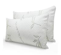 EVOKK Bamboo Memory Foam Pillows - 2 Pack Soft Memory Foam Pillow for Neck & Shoulder Support, Hypoallergenic Bed Pillows with Removable Covers for Side & Back Sleepers