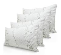 EVOKK Bamboo Memory Foam Pillows - 4 Pack Soft Memory Foam Pillow for Neck & Shoulder Support, Hypoallergenic Bed Pillows with Removable Covers for Side & Back Sleepers