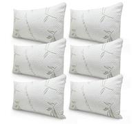 EVOKK Bamboo Memory Foam Pillows - 6 Pack Soft Memory Foam Pillow for Neck & Shoulder Support, Hypoallergenic Bed Pillows with Removable Covers for Side & Back Sleepers